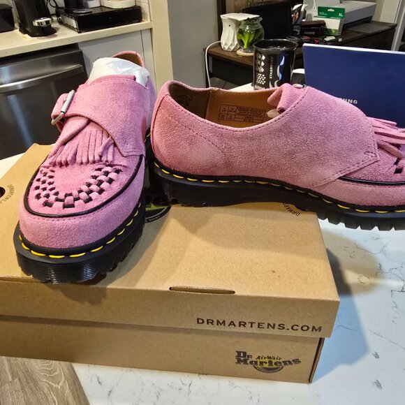 Dr. Martens Ramsey Suede Kiltie Buckle Creeper Loafer Fondant Pink SZ 10 MENS - Picture 3 of 16